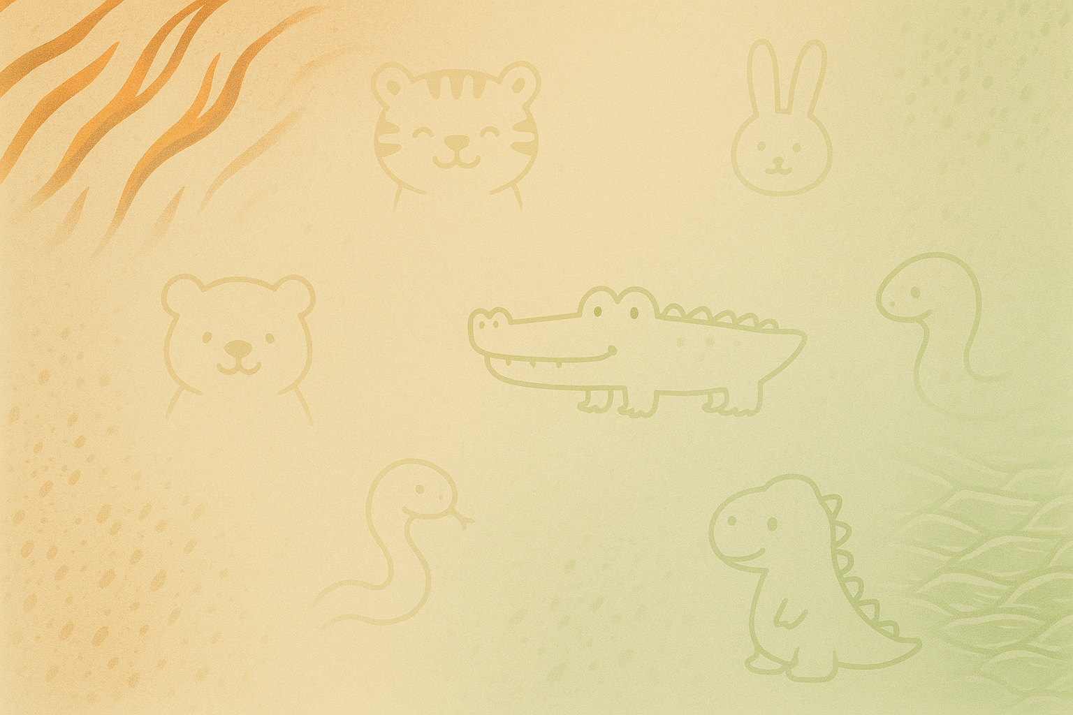 Can you add silhouettes of a friendly Rabbit, Snake, and Dinosaur?
